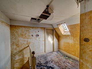 upstairs landing in abandoned house