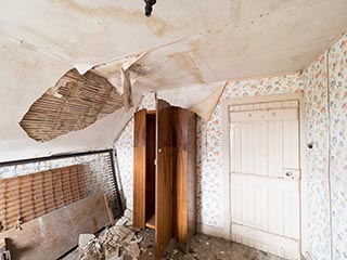 upstairs bedroom in abandoned house