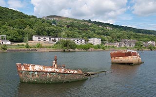 Sunken Coaster in Bowling Harbour, Scotland