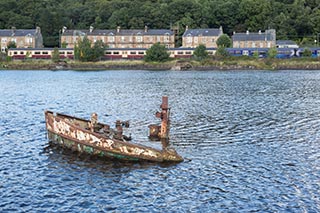 Sunken Coaster in Bowling Harbour, Scotland