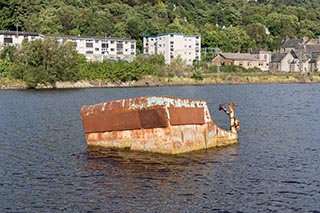 Sunken Coaster in Bowling Harbour, Scotland