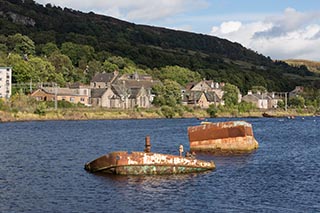 Sunken Coaster in Bowling Harbour, Scotland