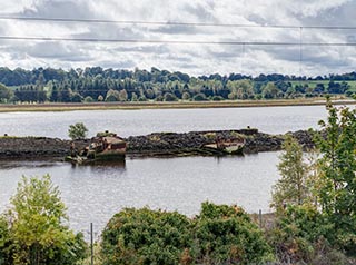 Sunken Coaster in Bowling Harbour, Scotland