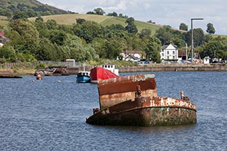 Sunken Coaster in Bowling Harbour, Scotland