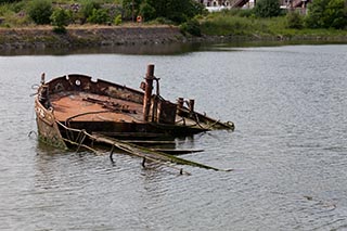 Sunken Coaster in Bowling Harbour, Scotland