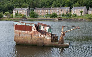 Sunken Coaster in Bowling Harbour, Scotland