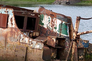 Sunken Coaster in Bowling Harbour, Scotland