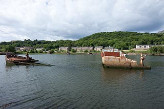 Sunken Coaster in Bowling Harbour, Scotland