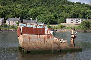 Sunken Coaster in Bowling Harbour, Scotland