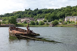 Sunken Coaster in Bowling Harbour, Scotland