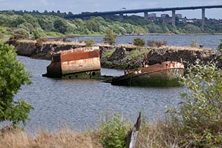 Sunken Coaster in Bowling Harbour, Scotland