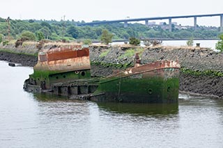 Sunken Coaster in Bowling Harbour, Scotland