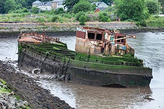 Sunken Coaster in Bowling Harbour, Scotland