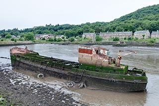 Sunken Coaster in Bowling Harbour, Scotland