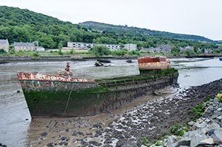 Sunken Coaster in Bowling Harbour, Scotland