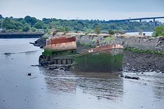 Sunken Coaster in Bowling Harbour, Scotland