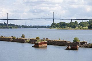 Sunken Coaster in Bowling Harbour, Scotland