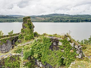 view from battlements of Innis Chonnel Castle