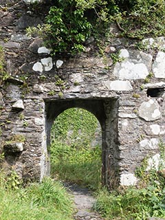 entrance to kitchen and great hall, looking out