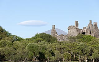 Flying Saucer Shaped Cloud by Kilchurn Castle, Scotland