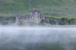 Kilchurn Castle by Loch Awe, Scotland, on a Misty Morning