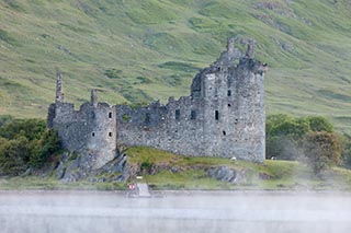 Kilchurn Castle by Loch Awe, Scotland, on a Misty Morning