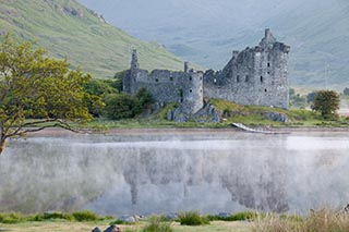 Kilchurn Castle by Loch Awe, Scotland, on a Misty Morning