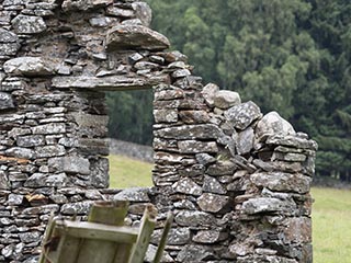 window of ruined stone building