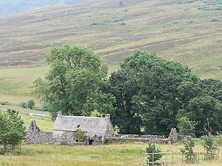 ruined stone buildings