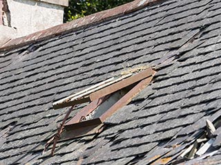 broken skylight of abandoned house