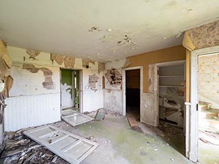 living room in abandoned house