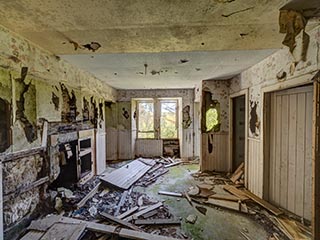 living room in abandoned house